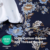 100% Cotton Sateen Printed Duvet Cover Set - 300 Thread Count Luxury Bedding - Ultra Soft & Breathable - 16856